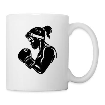 Boxerin Zeichnung - Tasse - Weiß - Rechts