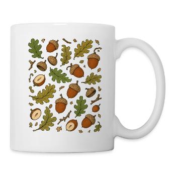 Eicheln & Eichenlaub | Wald Herbst Natur - Tasse - Weiß - Rechts