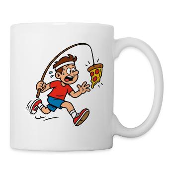Pizza-Fischerjunge Cartoon - Tasse - Weiß - Rechts