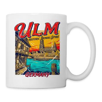 Retro Ulm Germany Cityscape Novelty For - Tasse - Weiß - Rechts