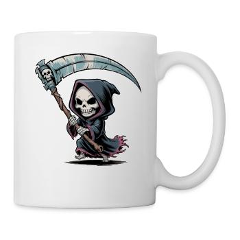 Sensenmann mit Sense Cartoon - Tasse - Weiß - Rechts
