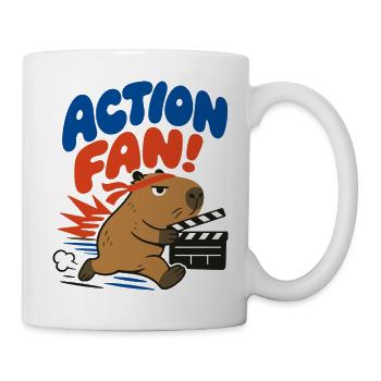 Action Fan – Capybara mit Filmklappe - Tasse - Weiß - Rechts