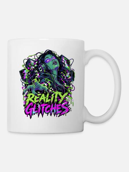 Reality Glitches Neon-Gamerkunst - Tasse - Weiß
