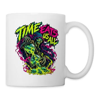 Neon-Todesbote: Zeit frisst uns alle - Tasse - Weiß - Rechts