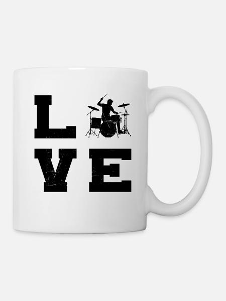 Geschenkidee für den Percussionisten mit Drumming - Tasse - Weiß