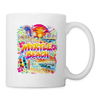 Myrtle Beach Neon Graffiti Strand - Tasse - Weiß - Rechts
