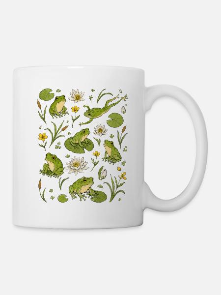 Frösche am Teich | Natur & Amphibien - Tasse - Weiß