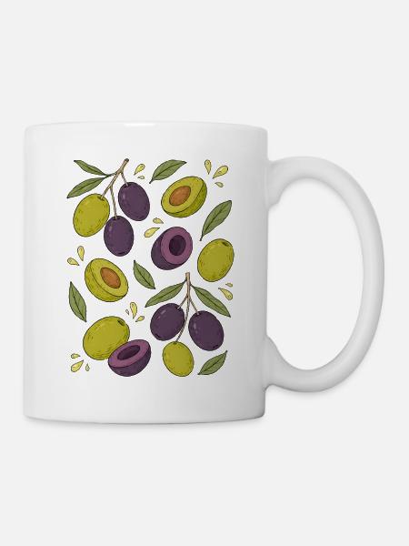 Oliven | Mediterran Botanik & Küche - Tasse - Weiß