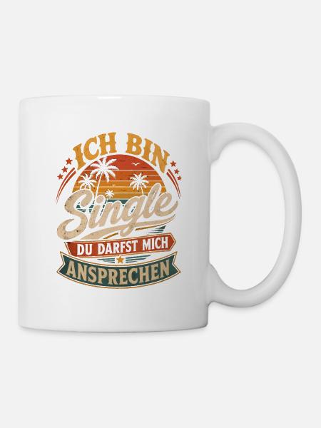 Ich bin Single, sprich mich an - Tasse - Weiß