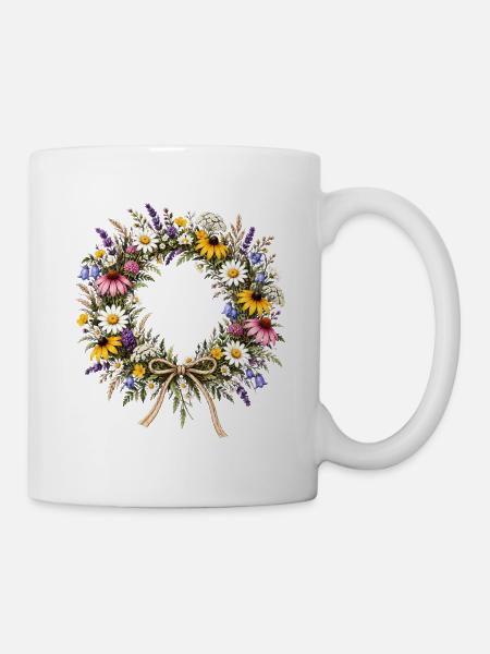Botanische Wildblumen Wildblume - Tasse - Weiß