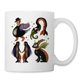 Fabelhafte Vogelwesen Quartett - Tasse - Weiß - Rechts
