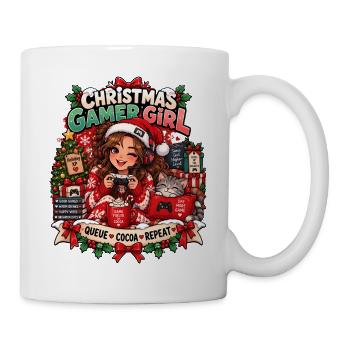 Weihnachts Gamerin Pixelkunst - Tasse - Weiß - Rechts