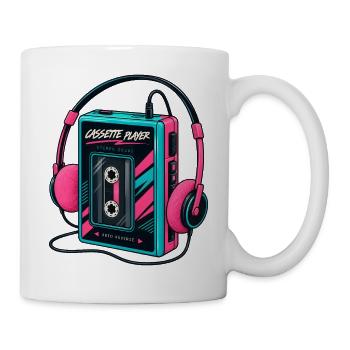 Kassettenrekorder Retro-Musik-Headset der 80er 90er Jahre - Tasse - Weiß - Rechts