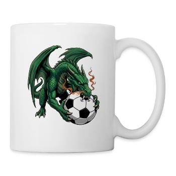 Finsterer Grüner Drache Spielt Fußball Sport - Tasse - Weiß - Rechts