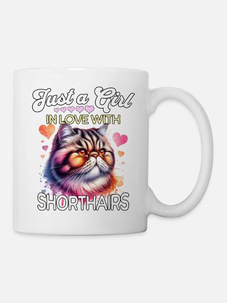 Exotische Kurzhaarkatze Mädchen - Tasse - Weiß