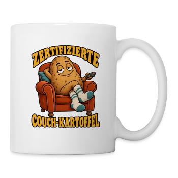 Zertifizierte Couch-Kartoffel – Faulenzer - Tasse - Weiß - Rechts