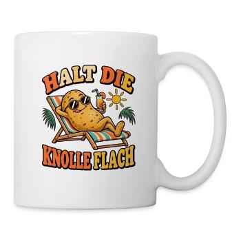Halt die Knolle flach – Kartoffel Urlaub - Tasse - Weiß - Rechts