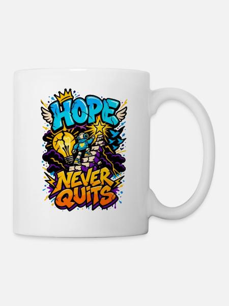 Hoffnung gibt niemals auf. - Tasse - Weiß