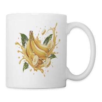 Gelbe Banane Tropische Frucht-Spritzkunst - Tasse - Weiß - Rechts