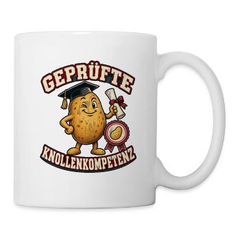 Geprüfte Knollenkompetenz – Kartoffel Abschluss - Tasse - Weiß - Rechts