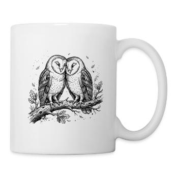 Nachtaktive Eulen in Neon-Tinte - Tasse - Weiß - Rechts