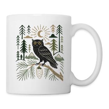 Mitternachtseule im immergrünen Wald - Tasse - Weiß - Rechts