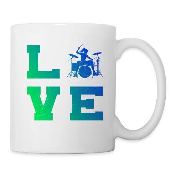 Schlagzeugspielen Geschenk für eine Schlagzeugerin - Tasse - Weiß - Rechts