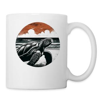 Meeresschildkröte Sonnenuntergangskreis Ozeankunst-Schildkröte - Tasse - Weiß - Rechts