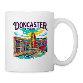 Doncaster England Historic City Skyline Retro - Tasse - Weiß - Rechts