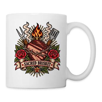 Sacred Brisket – BBQ Tattoo Pitmaster Design - Tasse - Weiß - Rechts