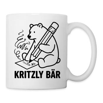Kritzly Bär Grizzly Bär Zeichnen Wortwitz  - Tasse - Weiß - Rechts