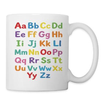 Kreidealphabet Bunte Buchstaben - Tasse - Weiß - Rechts