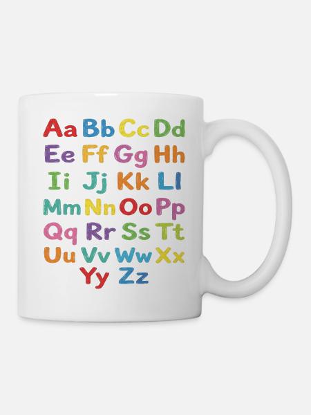Kreidealphabet Bunte Buchstaben - Tasse - Weiß