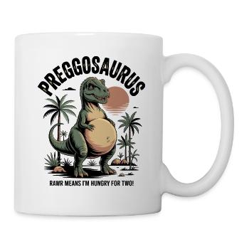 Preggosaurus Babyparty Baby Dino Mama Schwanger - Tasse - Weiß - Rechts