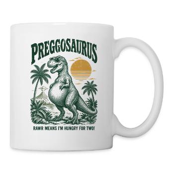 Preggosaurus Babyparty Baby Dino Mama Schwanger - Tasse - Weiß - Rechts