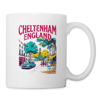 City Cheltenham England Vintage Retro Street Scene - Tasse - Weiß - Rechts