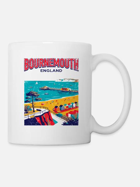 City Vintage Bournemouth England Coastal Travel - Tasse - Weiß