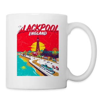 City Blackpool England Seaside Retro Skyline - Tasse - Weiß - Rechts