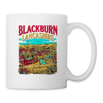 City Blackburn Lancashire Town Skyline Novelty For - Tasse - Weiß - Rechts