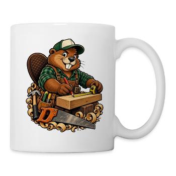 Schreinerbiber am Werk - Tasse - Weiß - Rechts