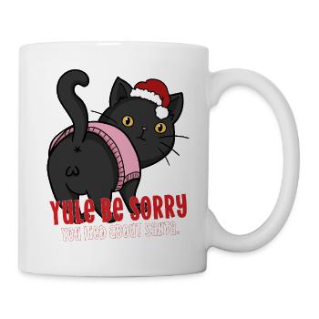Lustige Weihnachtskatze Yule Be Sorry hat über den Weihnachtsmann gelogen - Tasse - Weiß - Rechts