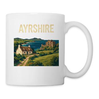 Ayrshire Coast and Castle Poster - Tasse - Weiß - Rechts