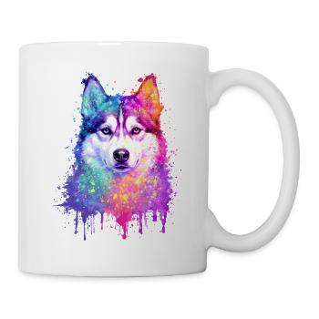 Siberian Husky Aquarell Illustration - Tasse - Weiß - Rechts