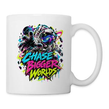 Chase Bigger Worlds – Neon Astronaut - Tasse - Weiß - Rechts