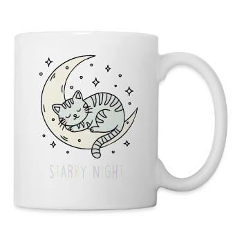 Mondkatze im Sternenhimmel - Tasse - Weiß - Rechts