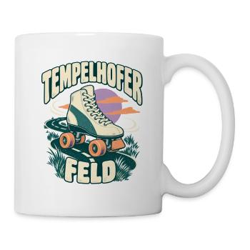 Tempelhofer Feld – Rollschuh im Berliner Retrolook - Tasse - Weiß - Rechts
