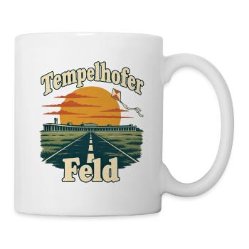 Tempelhofer Feld – Retro-Flughafen mit Drachen - Tasse - Weiß - Rechts