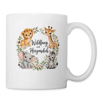 Wildfang und Herzensdieb Safari Tiere Aquarell - Tasse - Weiß - Rechts
