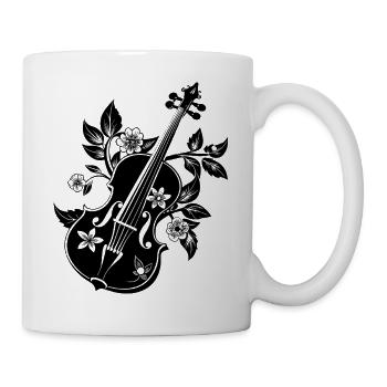 Florale Geige - Tasse - Weiß - Rechts