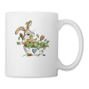 Lustiger Hase Salat Vegetarier Vegan Gemüse Humor - Tasse - Weiß - Rechts